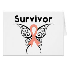 Endometrial Cancer Survivor Tribal Butterfly Cards