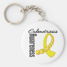 Endometriosis Awareness Gemstone Ribbon Key Chains