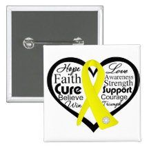 Endometriosis Heart Ribbon Collage Buttons