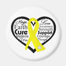 Endometriosis Heart Ribbon Collage Magnets
