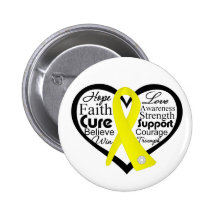 Endometriosis Heart Ribbon Collage Pinback Buttons