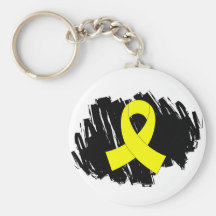 Endometriosis Yellow Ribbon With Scribble Key Chains