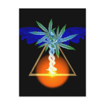 Energy travel up the spine, blossom at the right post card