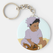 Enfant en bas âge et nounours Keychain porte-clés