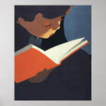 Enfant vintage lisant un livre, de nouveau au temp affiche