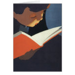 Enfant vintage lisant un livre, de nouveau au temp cartes de vœux