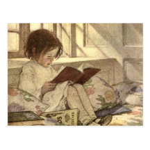Enfant vintage lisant un livre, Jessie Willcox Smi Carte Postale