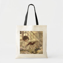 Enfant vintage lisant un livre, Jessie Willcox Smi Sac Fourre-tout