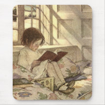 Enfant vintage lisant un livre, Jessie Willcox Smi Tapis De Souris