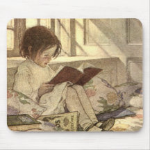 Enfant vintage lisant un livre, Jessie Willcox Smi Tapis De Souris