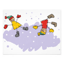 Enfants jouant dans la neige invitation personnalisée