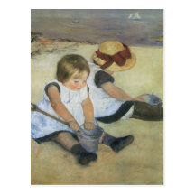 Enfants jouant sur la plage par Mary Cassatt Cartes Postales