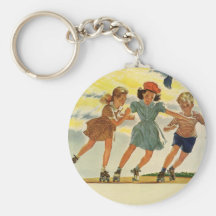 Enfants vintages, patinage de rouleau d'amusement  porte-clés