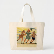 Enfants vintages, patinage de rouleau d'amusement  sacs