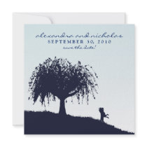 Engaged Embrace Save the Date Announcement: blue