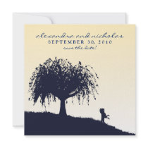 Engaged Embrace Save the Date Announcement (peach)