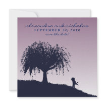 Engaged Embrace Save the Date Announcement: purple