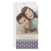 Engagement Announcement Photo Card Purple Cream