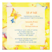 Engagement Invitations: Colourful Butterflies