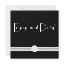 Engagement  Party Art Deco Black and White Custom Invites