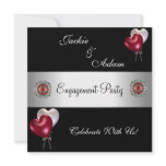 Engagement Party Black Red White Balloons Invite