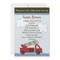 Engine 27 Firetruck Baby Shower Invitation