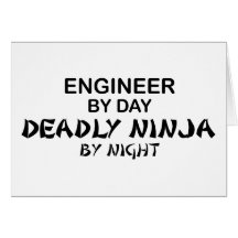Engineer Deadly Ninja by Night Greeting Cards