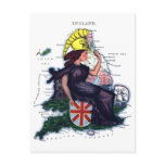 England Caricature Map Post Card