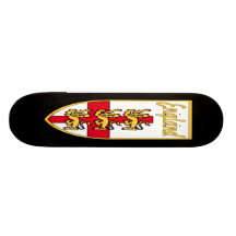 England, English, 3 Lions Badge or Crest,Black Bac Custom Skateboard