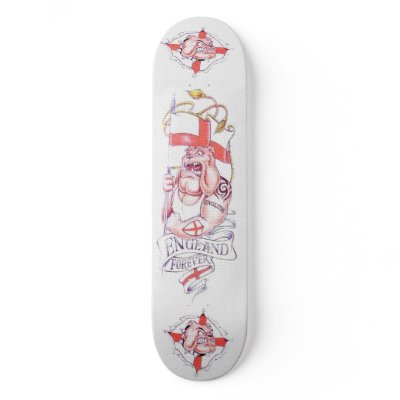England Forever Bulldog Tattoo Skateboard by BUSHWICK