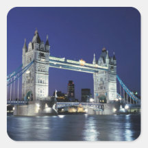 England, London, Tower Bridge 3 Square Stickers