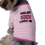 England Loves Me Dog T Shirt