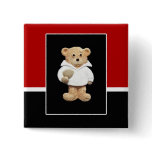 England Rugby Teddy Bear Pinback Button