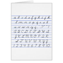 English Alphabet Diagram in Cursive Handwriting Greeting Cards