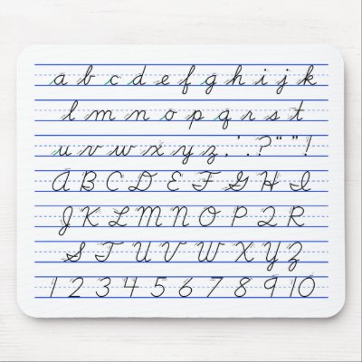 English Alphabet Diagram in Cursive Handwriting Mouse Pad by chartsanddiagrams