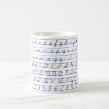 English Alphabet Diagram in Cursive Handwriting Coffee Mug