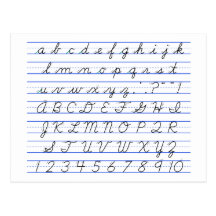 English Alphabet Diagram in Cursive Handwriting Post Cards