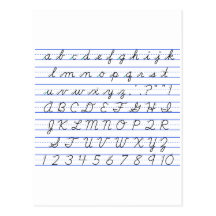 English Alphabet Diagram in Cursive Handwriting Postcards