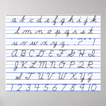 English Alphabet Diagram in Cursive Handwriting Print