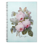 English Bourbon Rose Redoute Floral Personalized Spiral Notebook