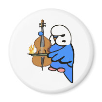 English Budgie Plays Bass Cello Magnets