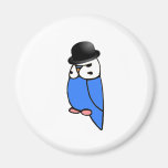 English Budgie with Hat Refrigerator Magnet