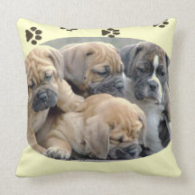 "English Bull Dog Puppies" Pillow