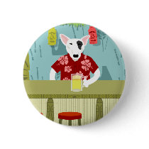 English Bull Terrier Tiki Bar Pinback Button