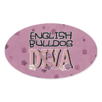 English Bulldog DIVA Oval Stickers