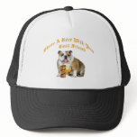 English Bulldog Shares Beer Mesh Hats