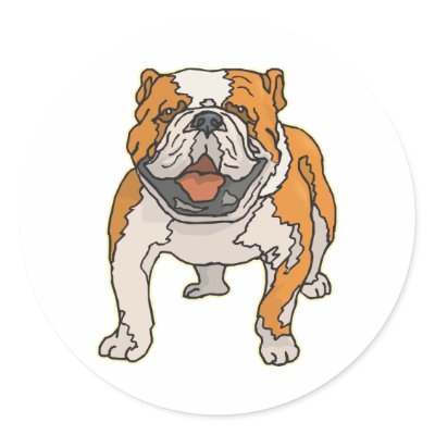 English Bulldog Round Stickers by cutecanines