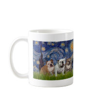 English Bulldog Trio - Starry Night Mugs