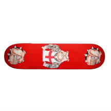 English Bulldog with Tribal Tattoos Custom Skateboard