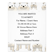 English Bulldogs, White. Dogs Pattern. Personalized Invites
